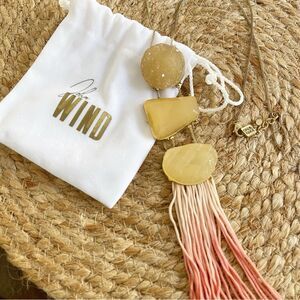 John‎ Wind Druzy Gemstone Statement Tassel Necklace